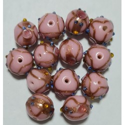 Wedding Cake Beads - Round- 15x10mm - Opaque Pink