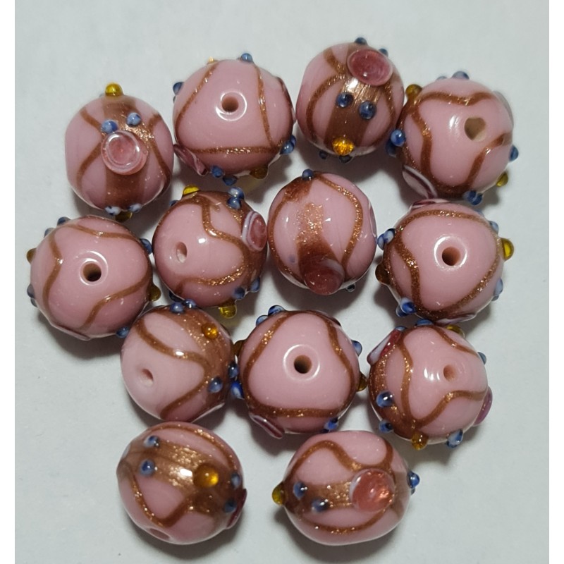 Wedding Cake Beads - Round- 15x10mm - Opaque Pink