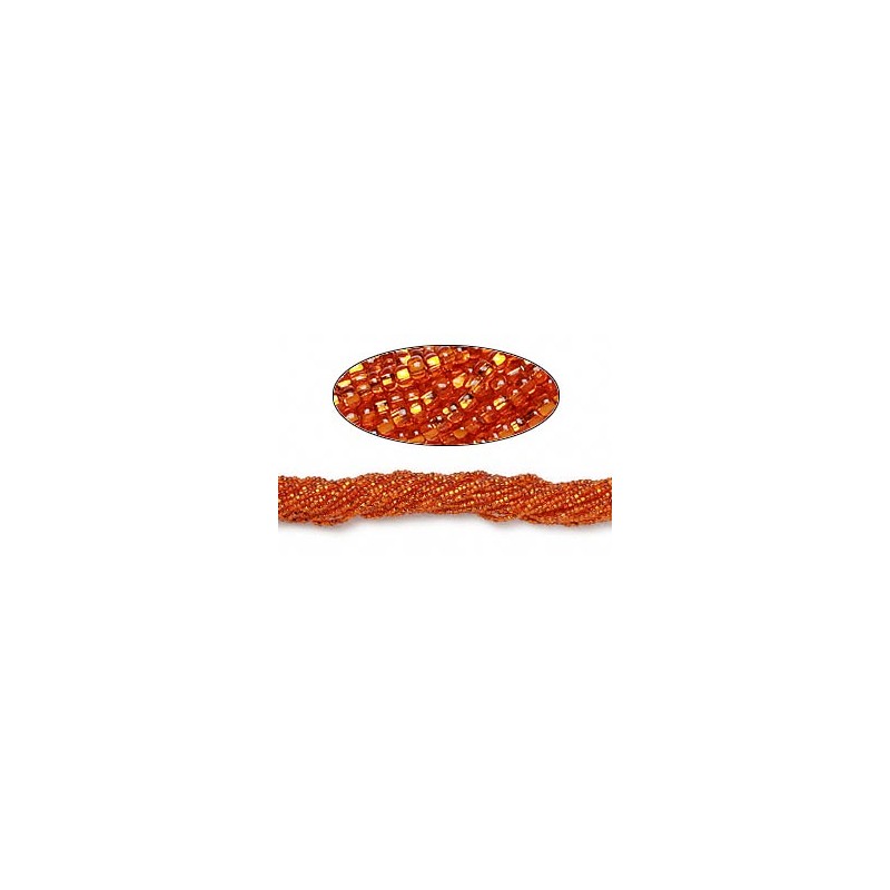Czech Seed Bead Full Hanks, 11/0 - Silver Lined Dark Orange