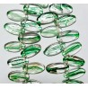 5x Glass Beads - Leaf - 25x12x5mm - Clear & Green