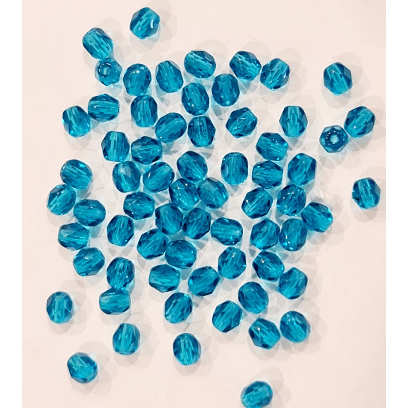 20x 4mm Czech Fire-polished Faceted Round Beads - Dark Teal
