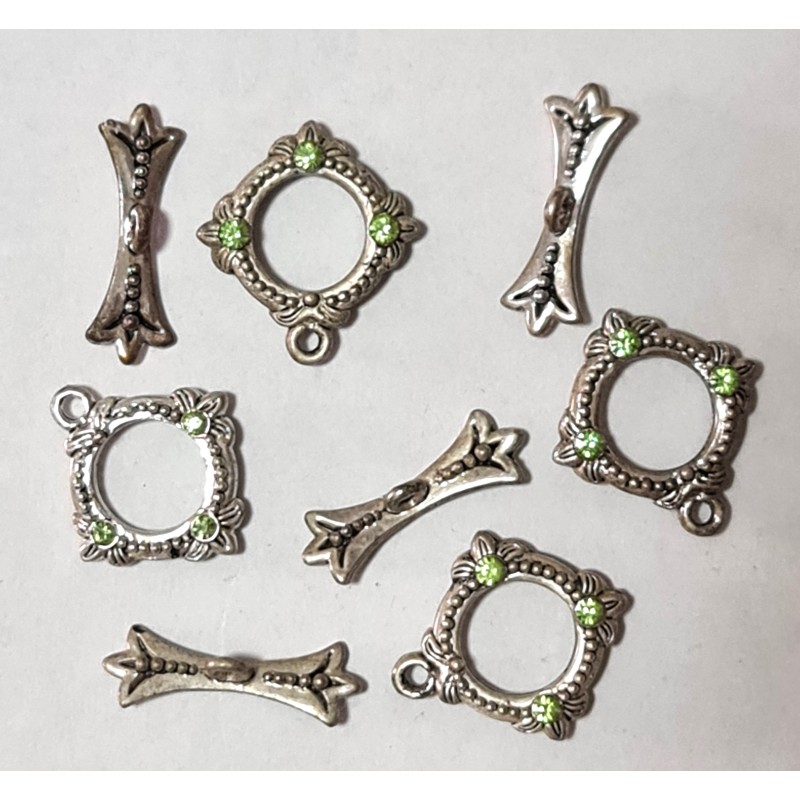 Toggle Clasp - Diamond with Dots & Flowers