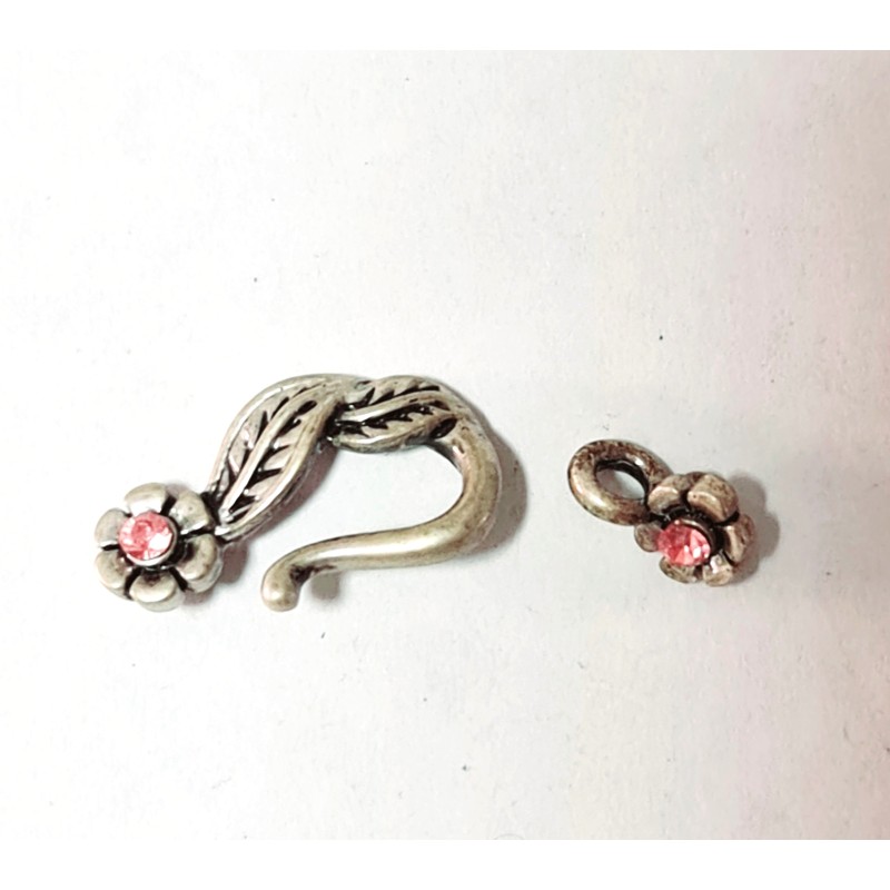 Hook Clasp - Leaves & Flowers, Light Rose