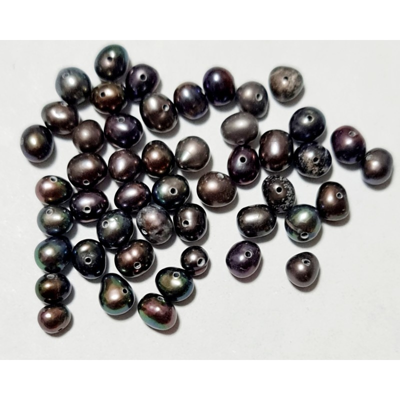 10x Fresh Water Pearls - Potato- 4mm - Black