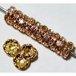 5x Rhinestone Rondelles - 6x3mm - Gold