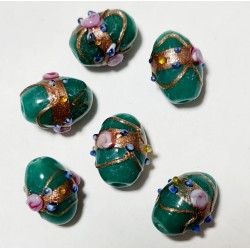 Wedding Cake Beads - Oval - 20x13mm - Opaque Teal