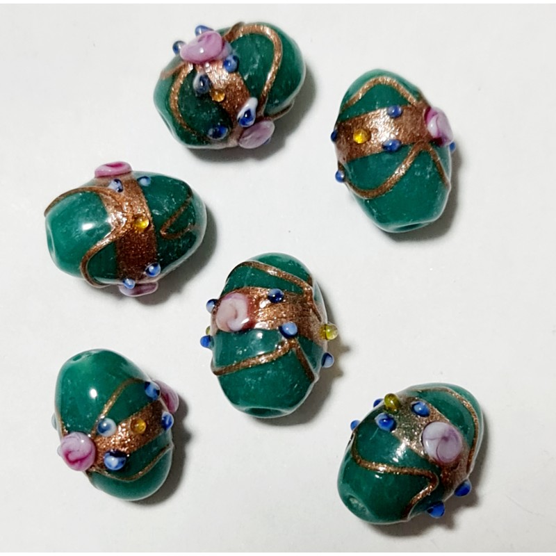 Wedding Cake Beads - Oval - 20x13mm - Opaque Teal